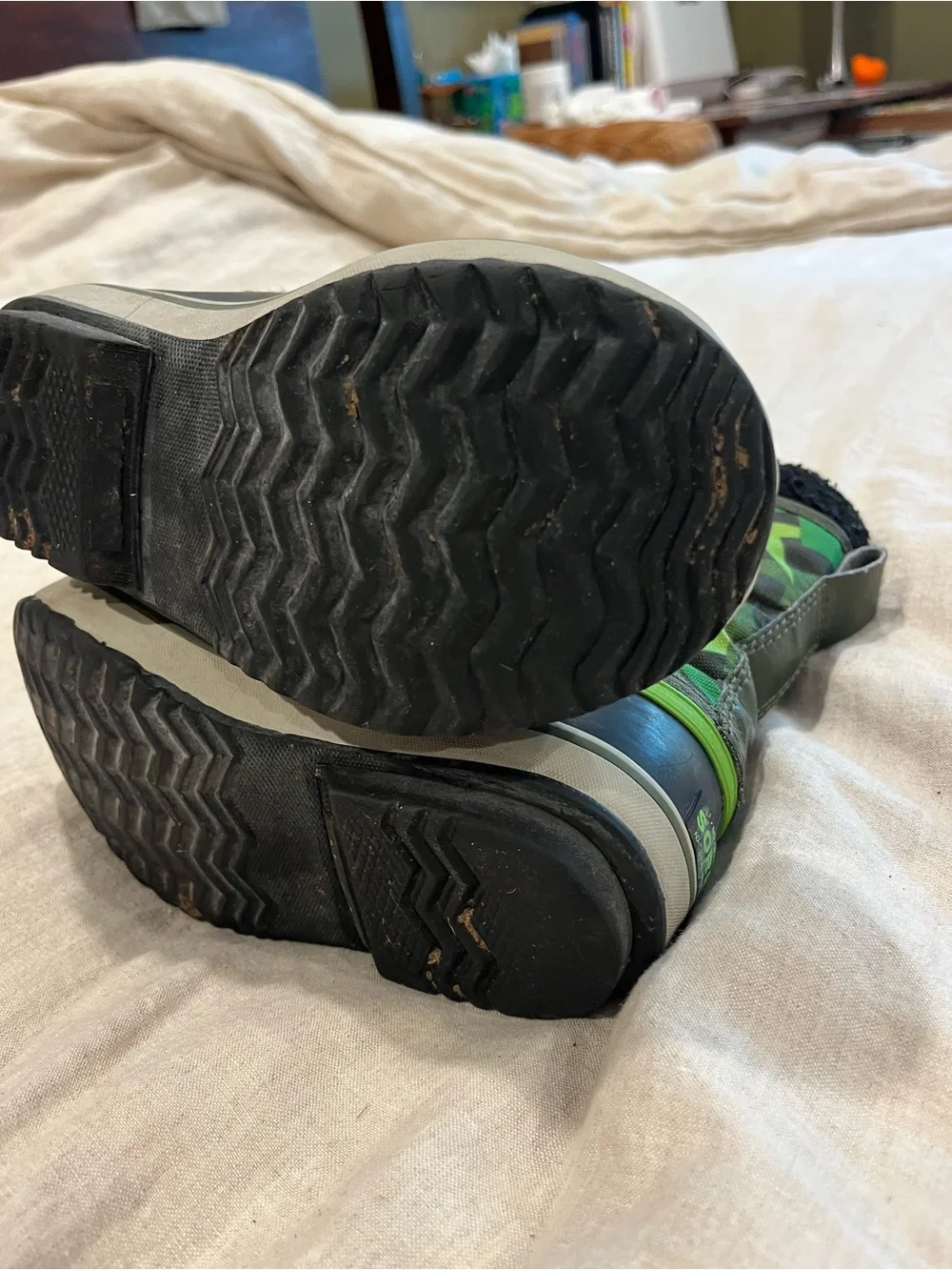 Sorel Kids Green Camo Lace-Up Winter Boots
